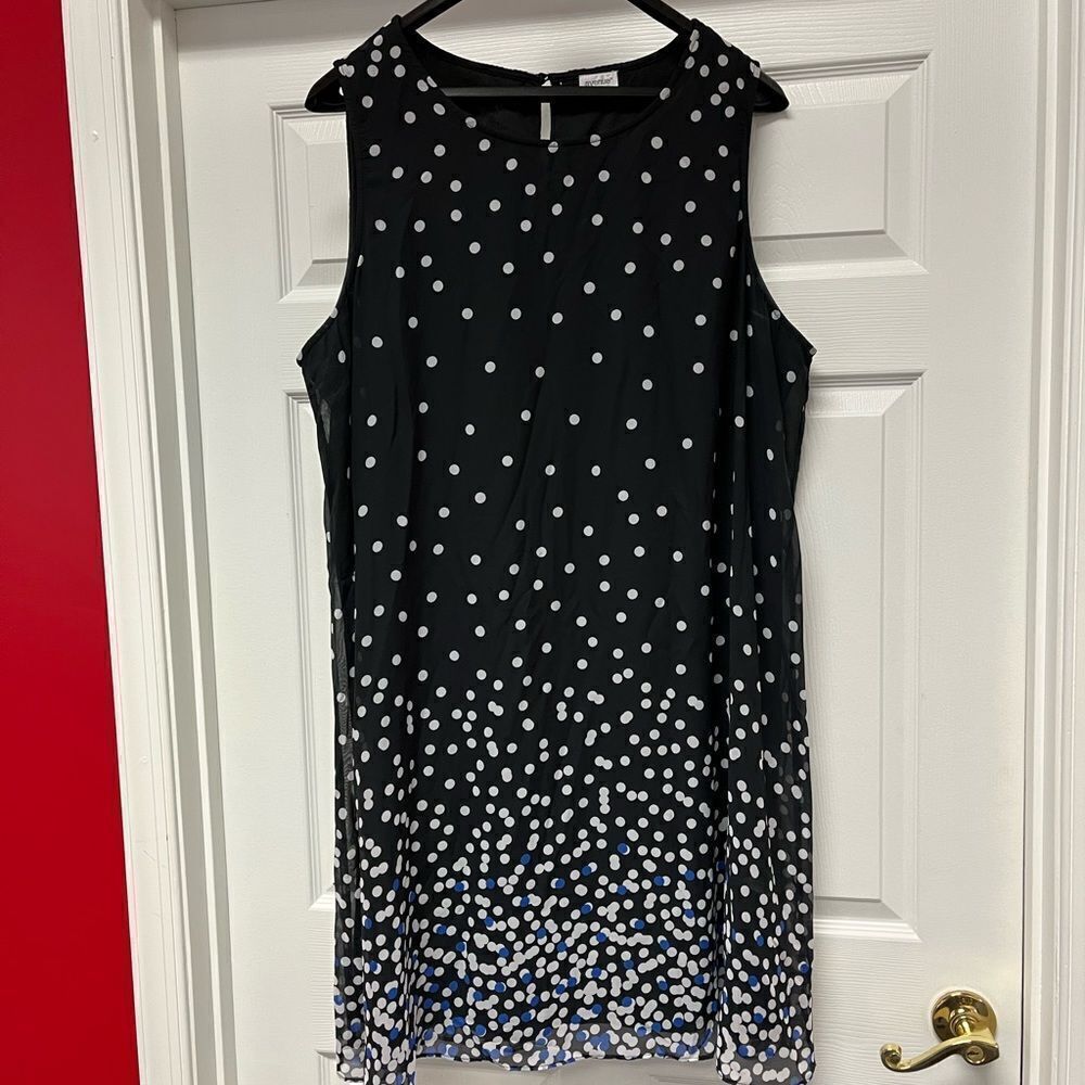 Avenue Black & White Polka Dot Sheath Dress sz 22/24